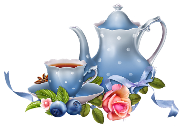 Чайник с чашкой на прозрачном фоне