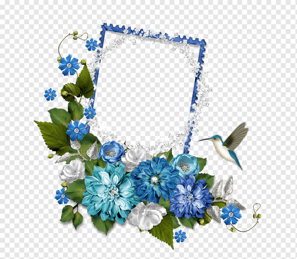 Цветочная рамка синяя