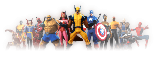 Команда супергероев на прозрачном фоне