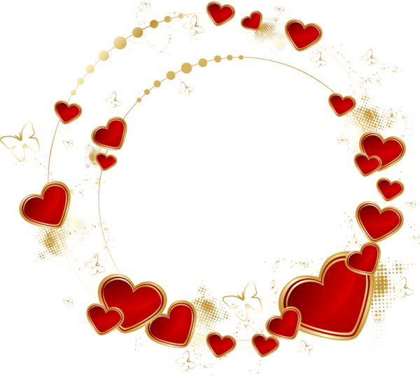 Рамка с сердечками на прозрачном фоне