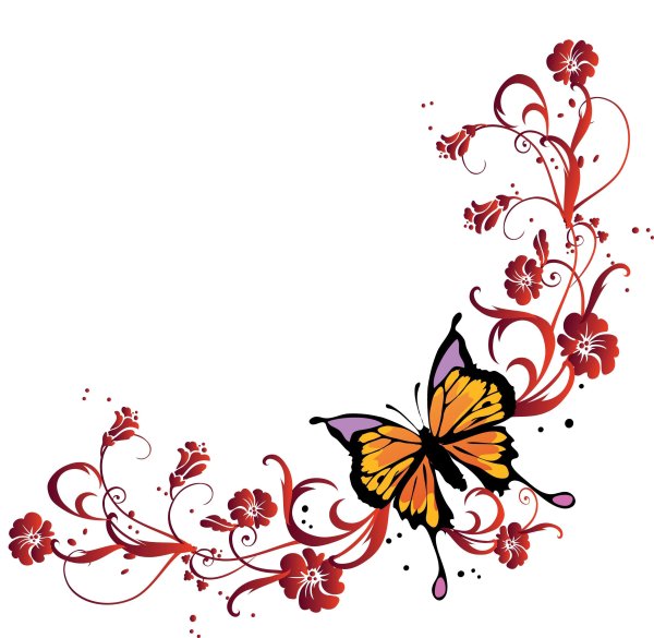 Рамка с бабочками на прозрачном фоне