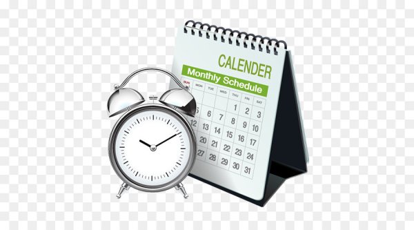 Календарик и часы на прозрачном фоне