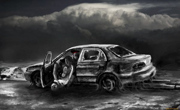 Разбитый автомобиль арт