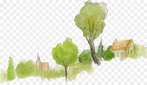 Природа акварель на прозрачном фоне