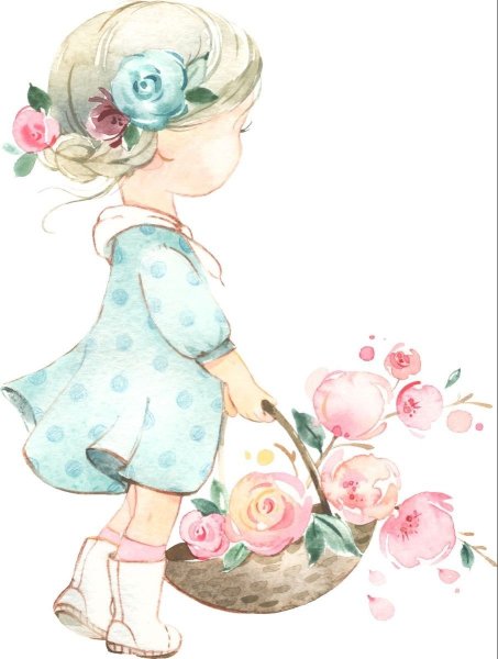 Открытка акварелью для девочки