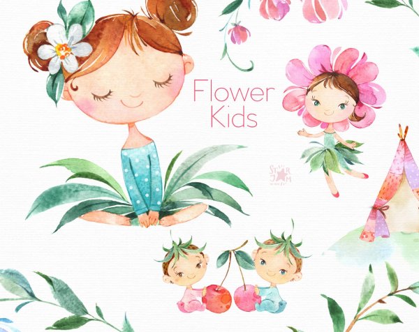 Акварельный клипарт детский