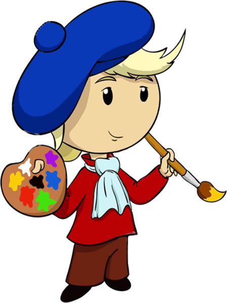 Мультяшный художник с кисточкой