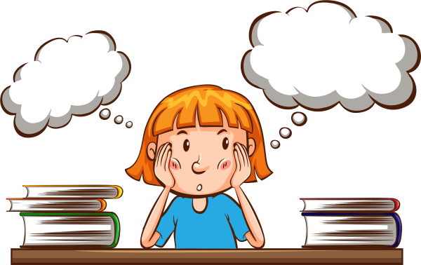 Ученик думает на прозрачном фоне