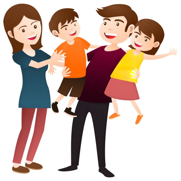 Семья на белом фоне