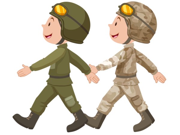 Мультяшные дети в военной форме