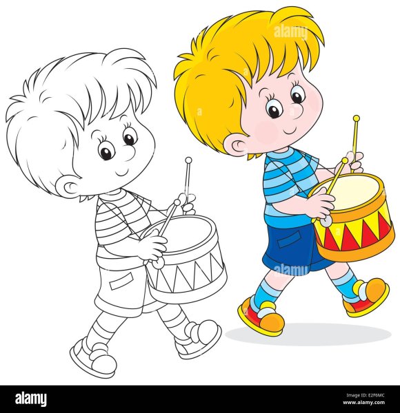 Мальчик играет на барабане