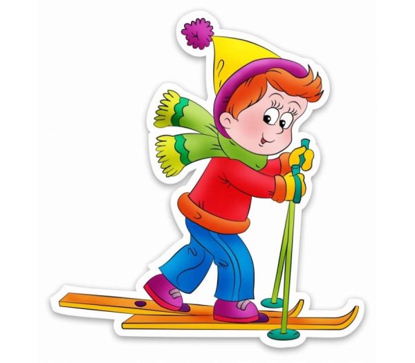 Дети катаются на лыжах