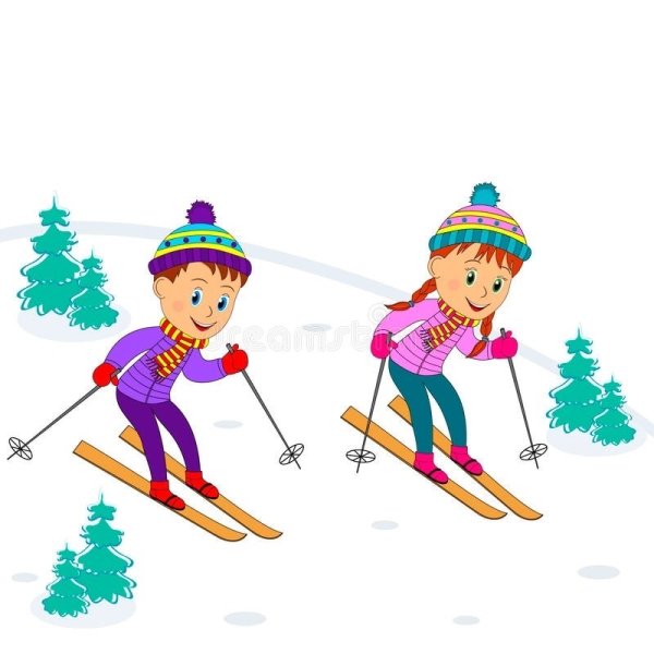 Мультяшные лыжники