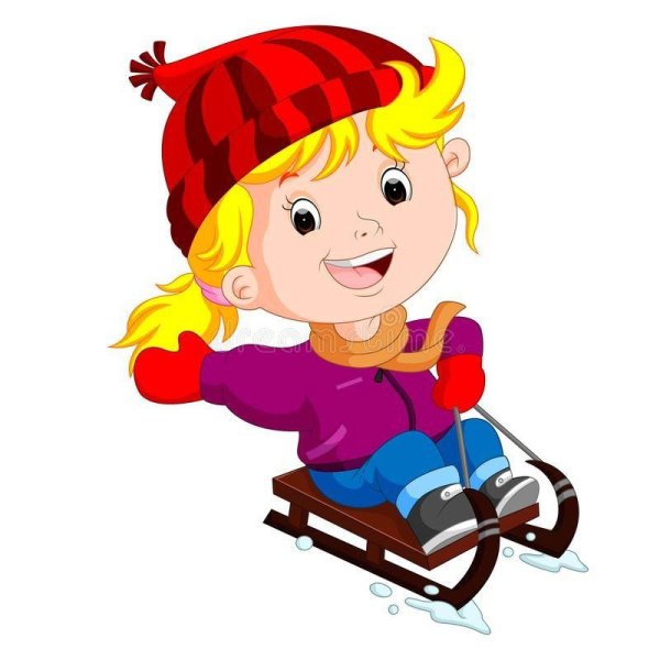 Девочка катается на санках
