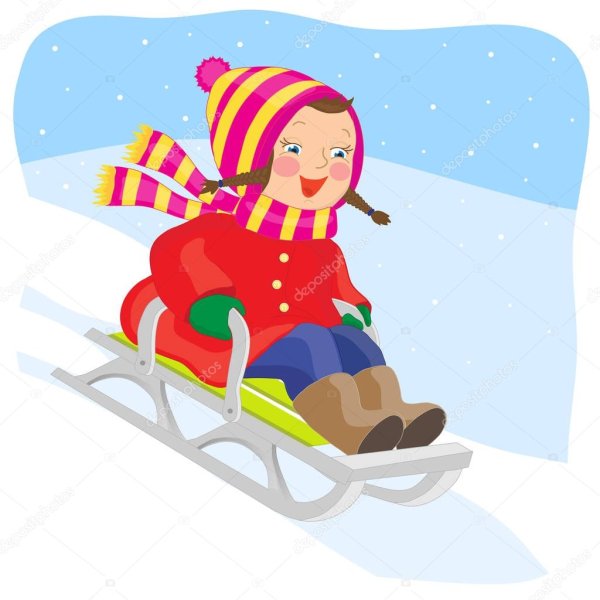 Девочка катается на санках