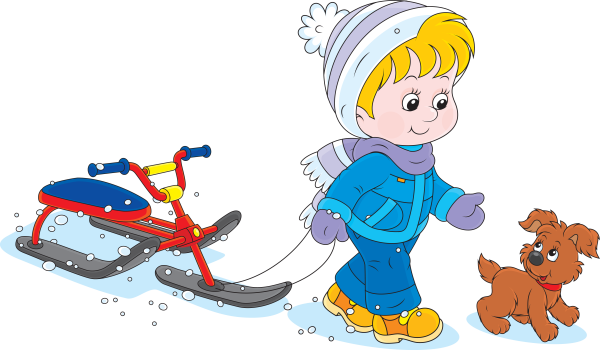 Катаются на санках мультяшные