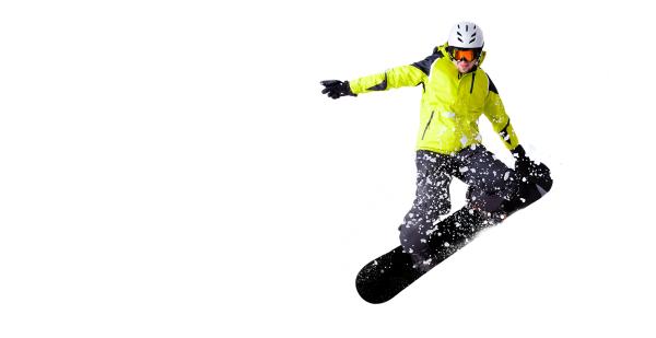 Сноубордист на белом фоне