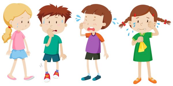 Мальчик и девочка плачут мульт