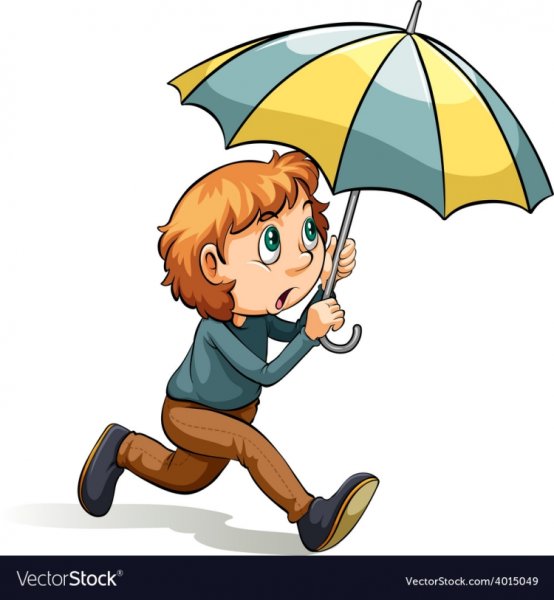 Человек с зонтом мультяшный