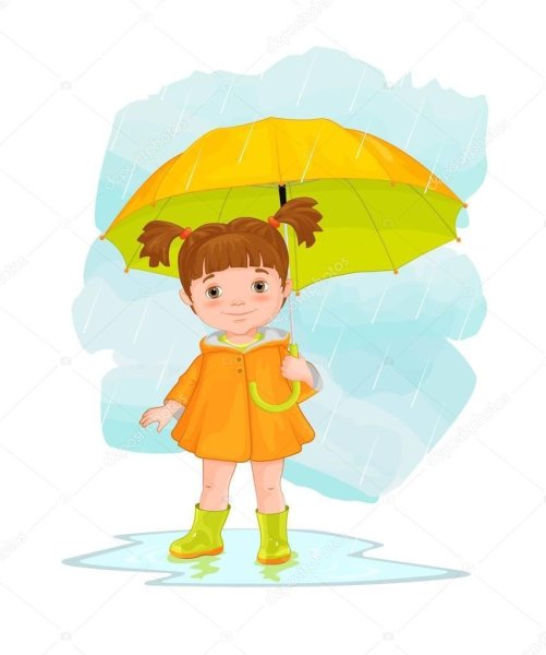 Мультяшная девочка с зонтиком