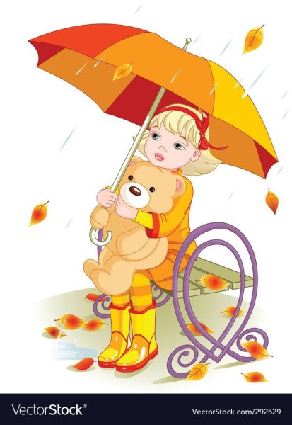 Девочка с зонтиком осенью для детей