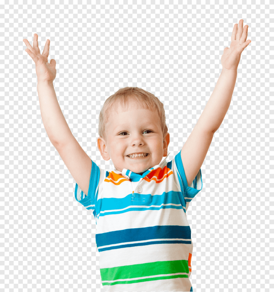 Ребенок радуется на белом фоне