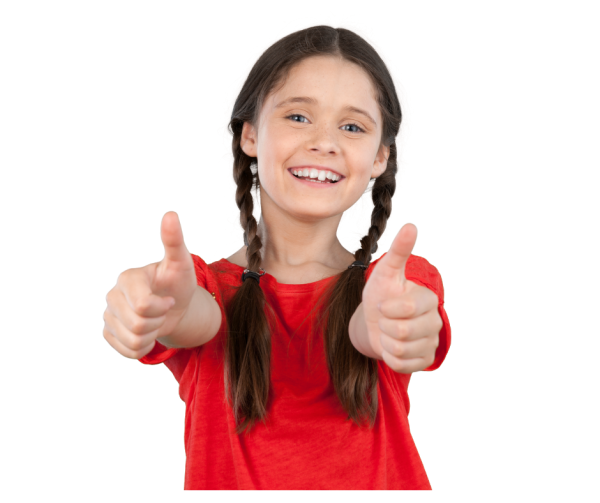 Девушка показывает большой палец вверх