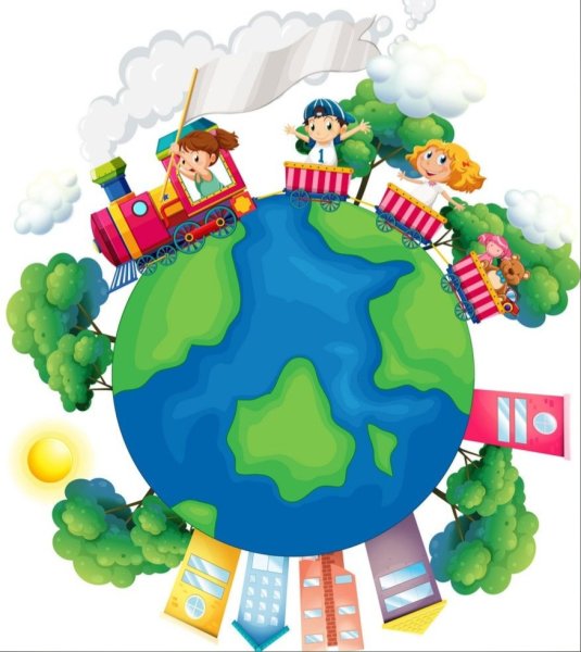 Дети вокруг глобуса