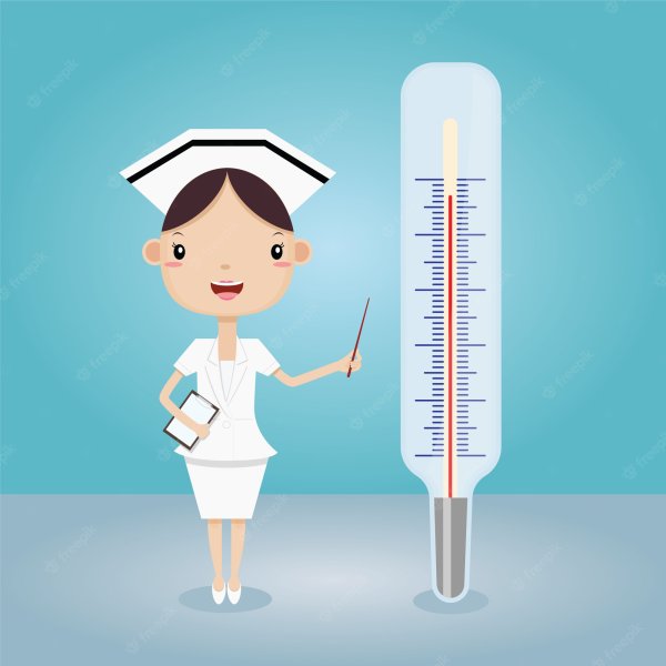 Медсестра с термометром