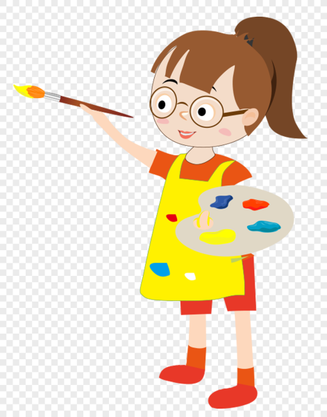 Девушка с палитрой нарисованная