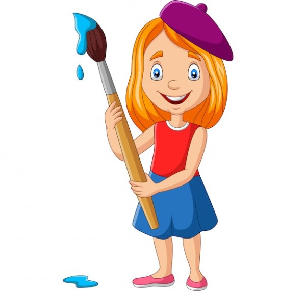 Ребенок художник с кисточками