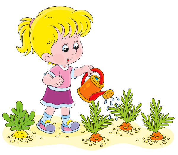 Девочка поливает