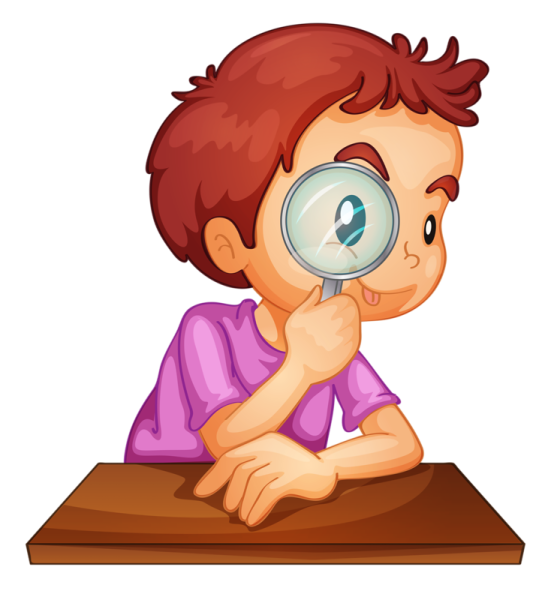 Ученик с лупой