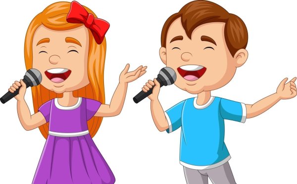 Дети поют в микрофон