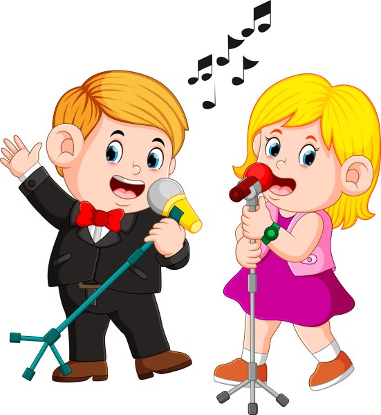 Мальчик и девочка поют