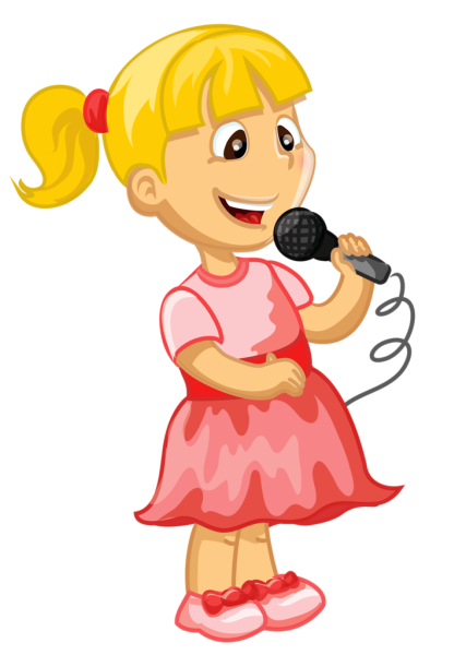 Нарисованная девочка поет в микрофон