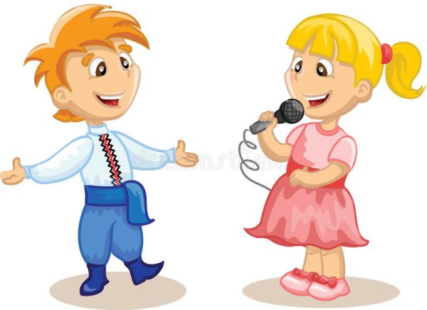 Мальчик и девочка поют