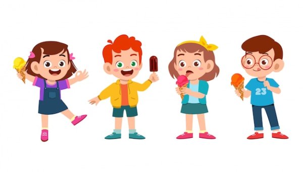 Дети едят мороженое вектор