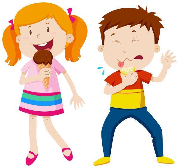 Мальчик и девочка едят вектор
