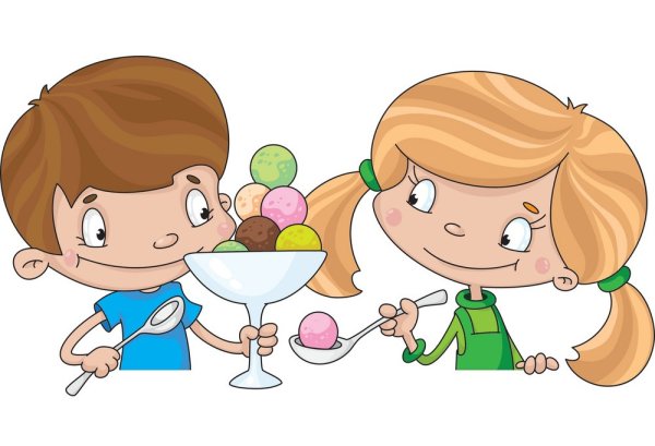Дети с мороженым мультяшные