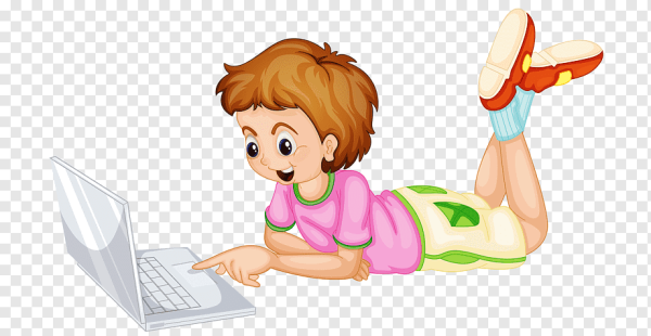 Ребенок с ноутбуком вектор
