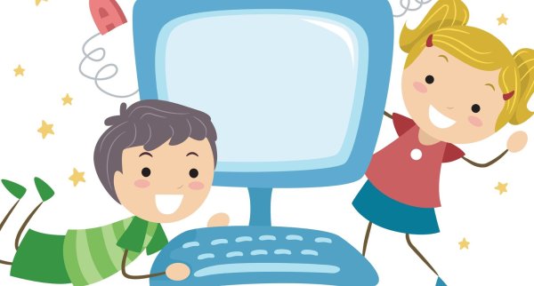 Дети и компьютер клипарт