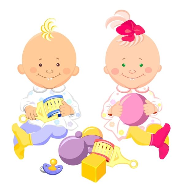 Малыш с погремушкой мультяшный