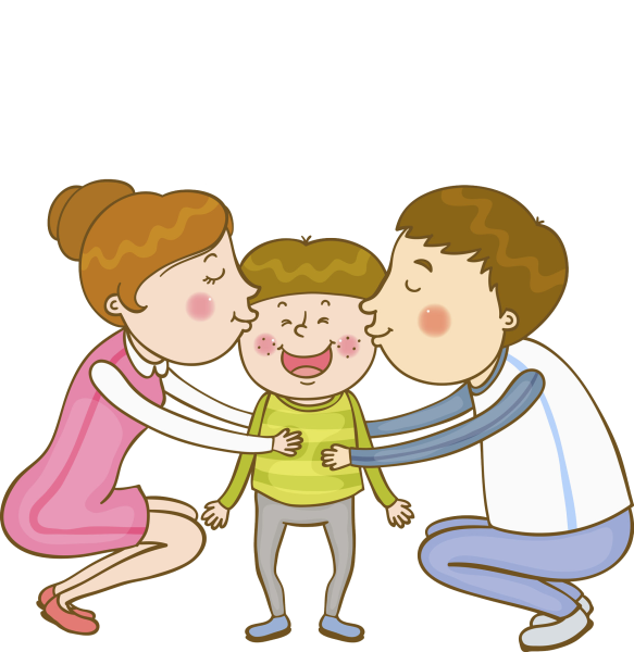 Ребенок с родителями мультяшный