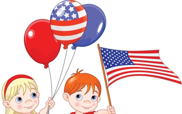 Дети с флажками и шариками