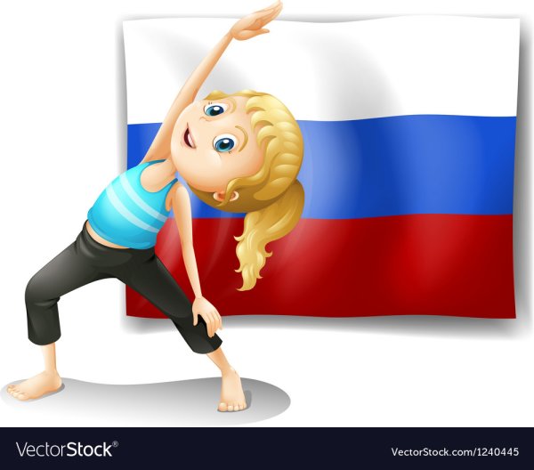 Девушка на фоне российского флага