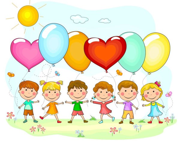 Мультяшные дети с воздушными шариками