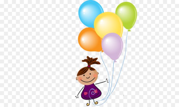 Дети с воздушными шарами на прозрачном фоне