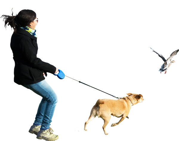 Челок с собакой на поводке