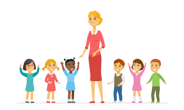 Иллюстрация воспитатель с детьми